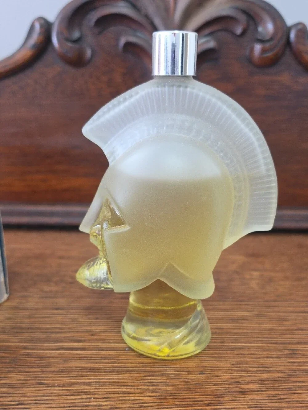 Avon Helmet-Shaped Frosted Glass Bottle - Decorative Accent